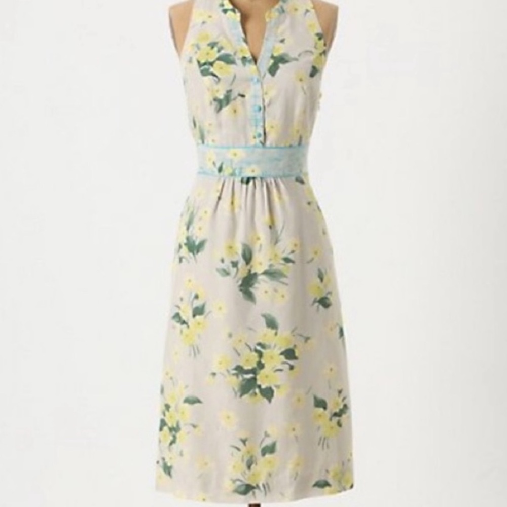 Anthropologie Maeve yellow floral Dutch Dress size 4